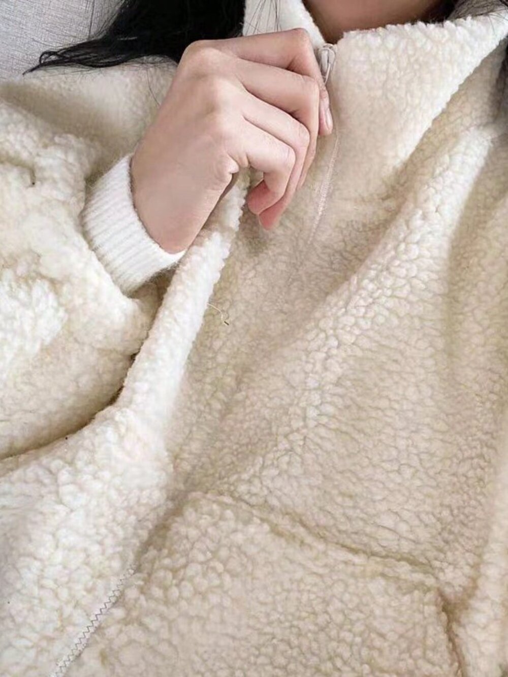 Apricot Casual Women's Elegant Zip-Up Short Teddy Coat - Picture 3 of 11